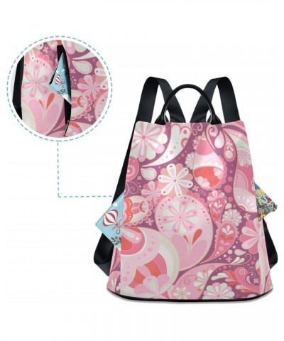 Women Fashion Backpack Paisley Bandana Pink print, Anti Theft Casual Daypack Shoulder Bag Purse for Travel Work 15 inches $24...