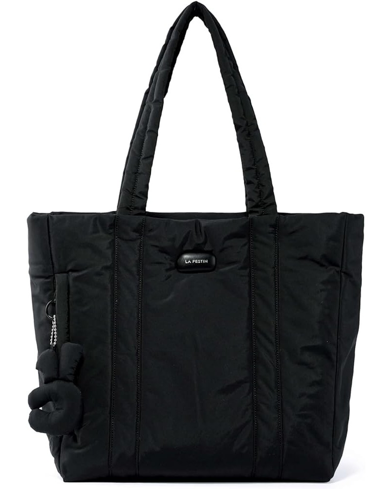 Puffer Tote Bags For Women - Large Capacity Shoulder Underarm Bag Versatile Handheld Tote Large Bag Black $21.12 Totes