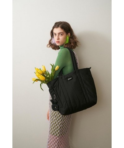 Puffer Tote Bags For Women - Large Capacity Shoulder Underarm Bag Versatile Handheld Tote Large Bag Black $21.12 Totes