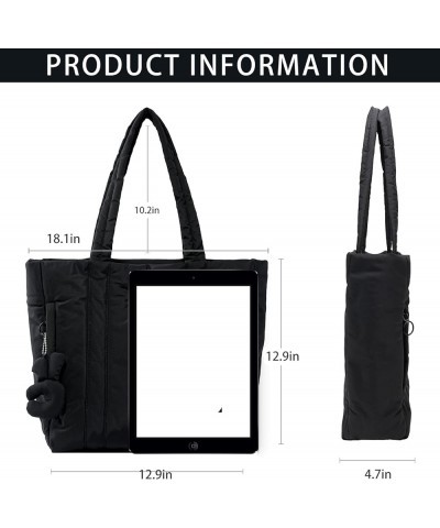 Puffer Tote Bags For Women - Large Capacity Shoulder Underarm Bag Versatile Handheld Tote Large Bag Black $21.12 Totes