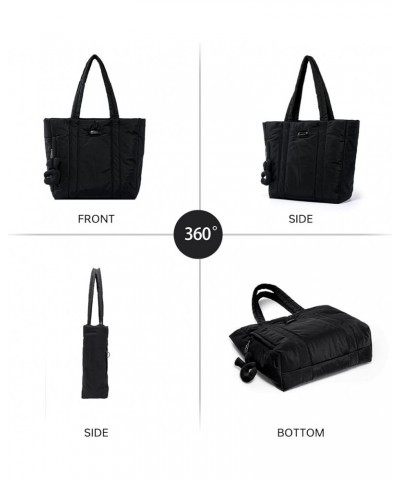 Puffer Tote Bags For Women - Large Capacity Shoulder Underarm Bag Versatile Handheld Tote Large Bag Black $21.12 Totes