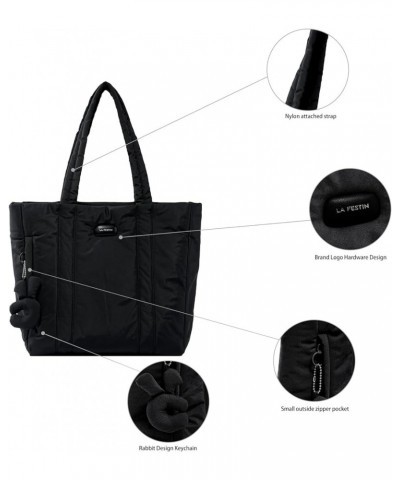 Puffer Tote Bags For Women - Large Capacity Shoulder Underarm Bag Versatile Handheld Tote Large Bag Black $21.12 Totes