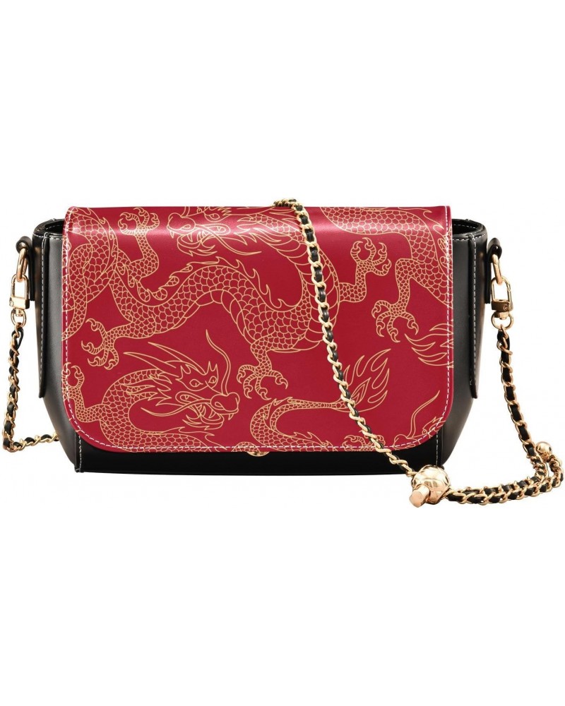 Chinese Dragon Crossbody bags for Women Small Crossbody Purses with Metal Chain Wallet Purse Shoulder Bag for Women $20.79 Cr...