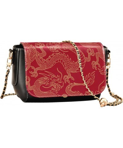 Chinese Dragon Crossbody bags for Women Small Crossbody Purses with Metal Chain Wallet Purse Shoulder Bag for Women $20.79 Cr...