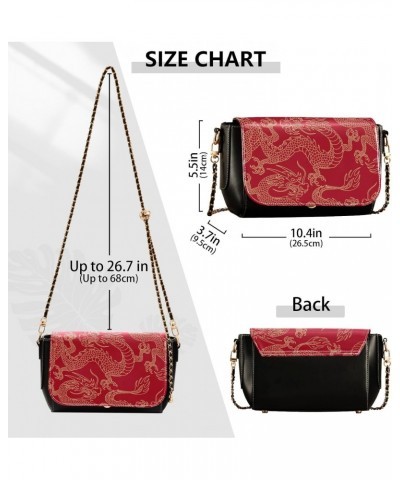 Chinese Dragon Crossbody bags for Women Small Crossbody Purses with Metal Chain Wallet Purse Shoulder Bag for Women $20.79 Cr...