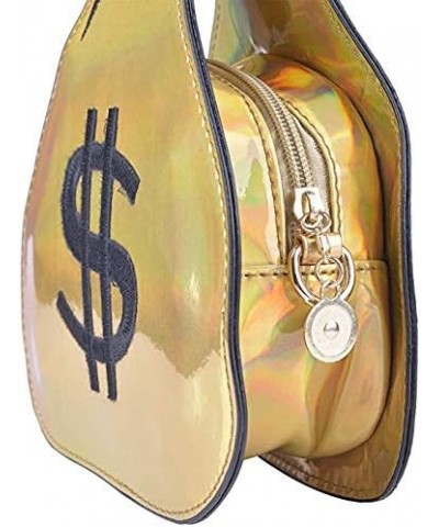 Money Bag Design Shoulder Bag with Dollar Earring PU Laser Purse Handbag Clear Diamond Shape Crossbody Messenger Bag A-gold $...