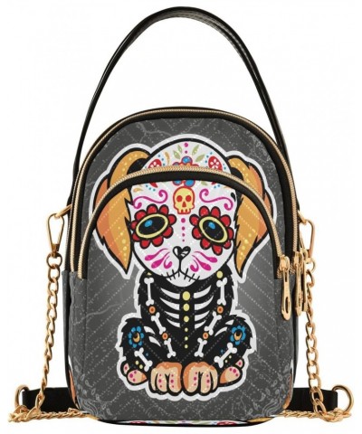 Mexican Skull Dog Crossbody Bags for Women Quilted Chain Crossbody Purses Trendy Folk Style Cross Body Phone Purse Handbag $1...