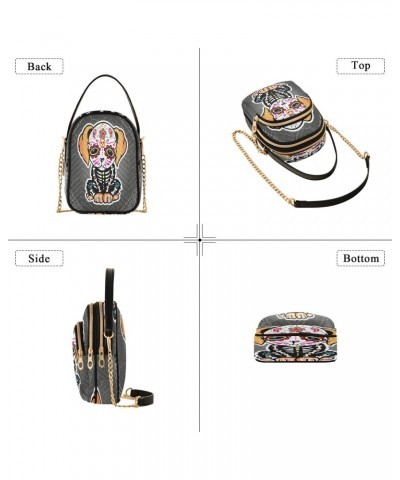 Mexican Skull Dog Crossbody Bags for Women Quilted Chain Crossbody Purses Trendy Folk Style Cross Body Phone Purse Handbag $1...