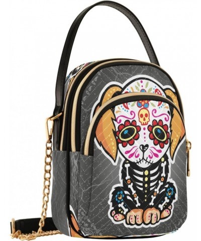 Mexican Skull Dog Crossbody Bags for Women Quilted Chain Crossbody Purses Trendy Folk Style Cross Body Phone Purse Handbag $1...