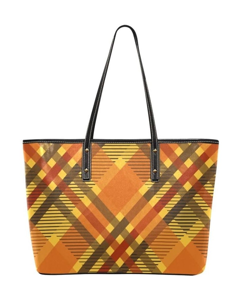 Chic Leather Tote Bag/w Matching Wallet Fall Plaid Orange Chic Leather Tote Bag $14.23 Totes