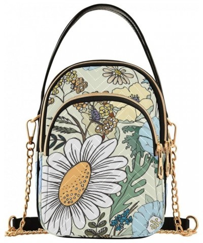 Women's Crossbody Bag, Daisy Butterfly Three Zipper Design Handbag Shoulder Bag Wallet Color385 $15.07 Crossbody Bags