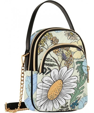 Women's Crossbody Bag, Daisy Butterfly Three Zipper Design Handbag Shoulder Bag Wallet Color385 $15.07 Crossbody Bags