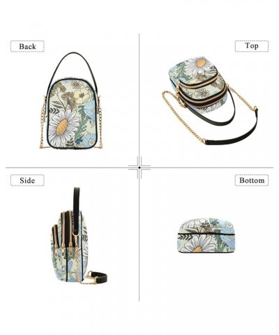 Women's Crossbody Bag, Daisy Butterfly Three Zipper Design Handbag Shoulder Bag Wallet Color385 $15.07 Crossbody Bags