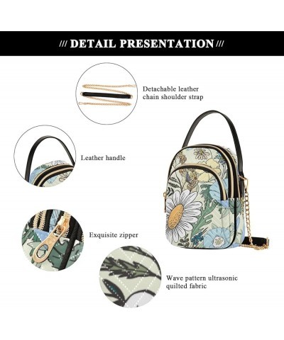 Women's Crossbody Bag, Daisy Butterfly Three Zipper Design Handbag Shoulder Bag Wallet Color385 $15.07 Crossbody Bags