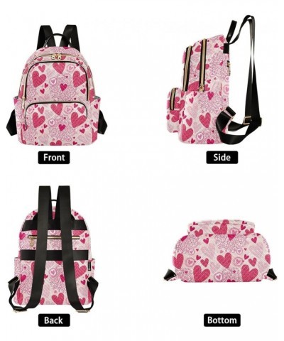 Pink Seamless Pattern with Heart Women Backpack Purse Shoulder Bag Color Medium $18.47 Backpacks