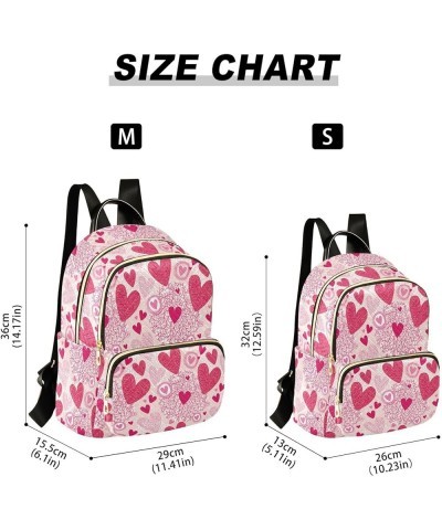 Pink Seamless Pattern with Heart Women Backpack Purse Shoulder Bag Color Medium $18.47 Backpacks