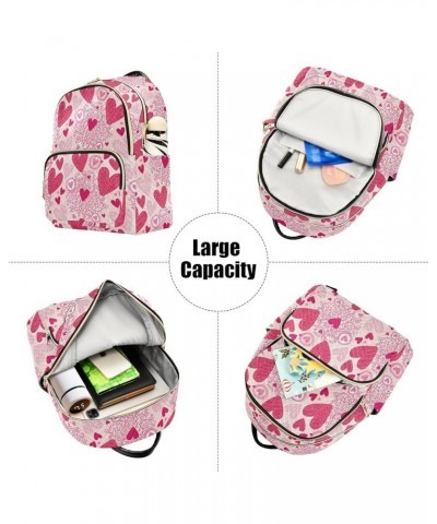 Pink Seamless Pattern with Heart Women Backpack Purse Shoulder Bag Color Medium $18.47 Backpacks