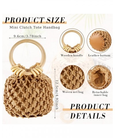 Mini Clutch Tote Handbag 2 Pairs Rattan Earrings for Women Girls Bucket Drawstring Handbag Bohemian Woven Clutch Coffee $8.61...