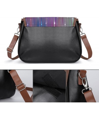 Leather Hobo Bags Women's Crossbody Shoulder Bag Classic City Top Handle Satchels Purple Roses Color1 $24.19 Hobo Bags