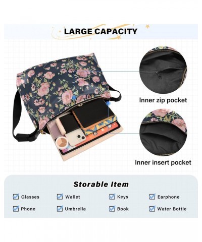 Seamless Pattern Wild Roses Womens Crossbody Sling Bag Ladies Over The Shoulder Bags Large Shoulder Purse $15.84 Hobo Bags