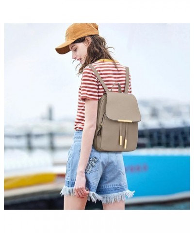 Trendy Leather Backpack Purse for Women and Ladies Shoulder Travel Daypacks Bags (A-Black) A-khaki $18.72 Backpacks