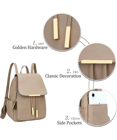 Trendy Leather Backpack Purse for Women and Ladies Shoulder Travel Daypacks Bags (A-Black) A-khaki $18.72 Backpacks