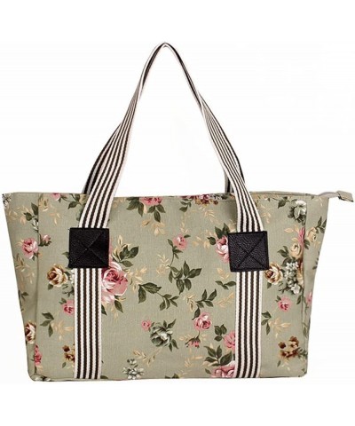 Printed canvas large bag hand-held one-shoulder women's floral cloth women's bag Big Green Flower $24.57 Shoulder Bags