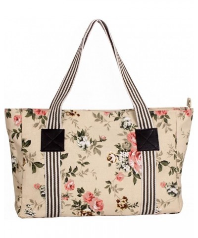 Printed canvas large bag hand-held one-shoulder women's floral cloth women's bag Big Green Flower $24.57 Shoulder Bags