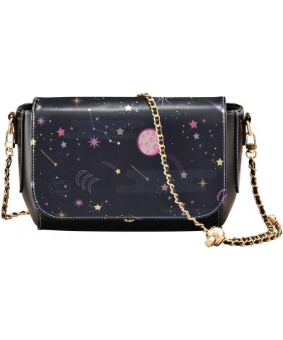 Space Galaxy Crossbody Bags for Women Retro Cross Body Purse Small PU Leather Shoulder Handbags with Chain Strap $19.24 Cross...