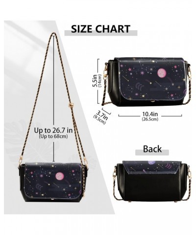 Space Galaxy Crossbody Bags for Women Retro Cross Body Purse Small PU Leather Shoulder Handbags with Chain Strap $19.24 Cross...