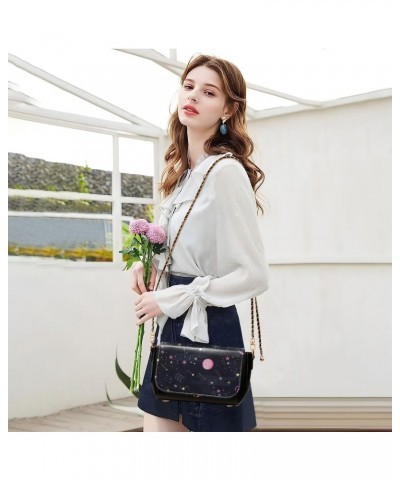 Space Galaxy Crossbody Bags for Women Retro Cross Body Purse Small PU Leather Shoulder Handbags with Chain Strap $19.24 Cross...