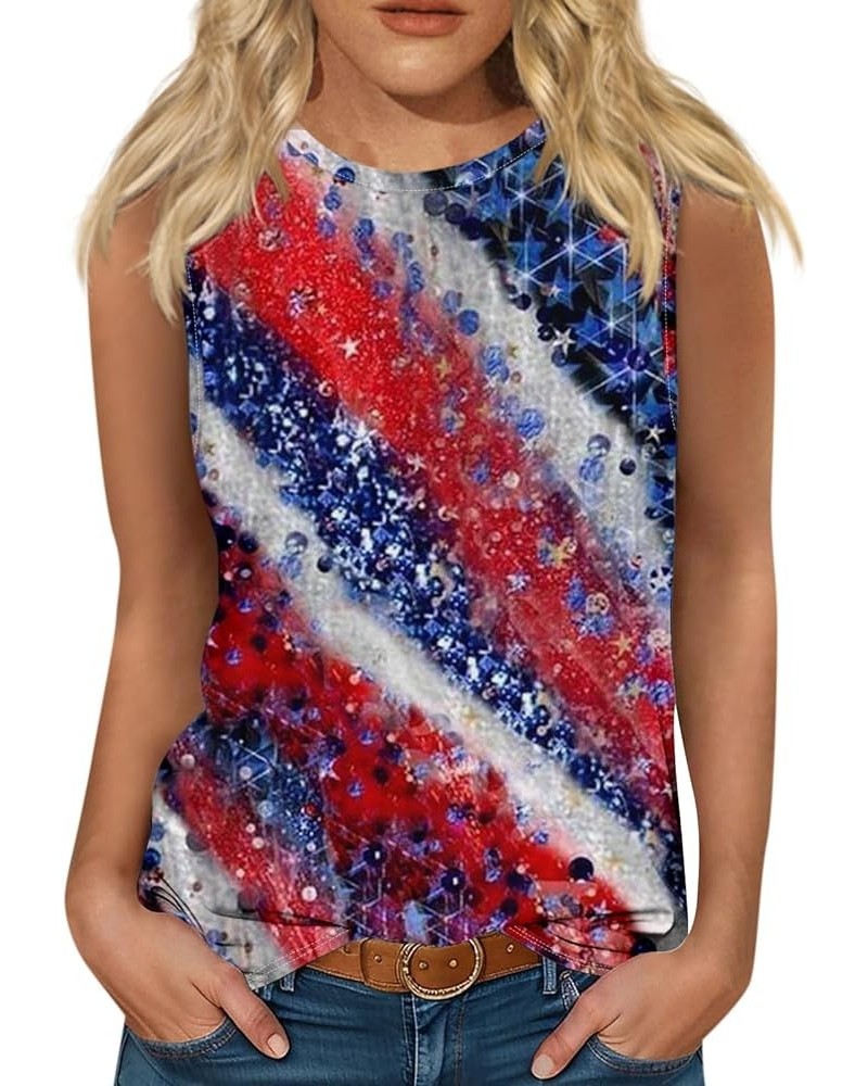 Workout Tops for Women American Flag Sleeveless Basic Tops Round Neck 2024 Summer Tank Tops Loose Fit Work Shirt 4-hot Pink $...