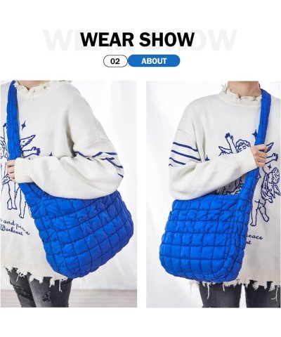 Puffer Tote Bag for Women Quilted Tote Bag Quilted Crossbody Bag Lightweight Padding Pufferr Shoulder Bag Navy $16.17 Totes