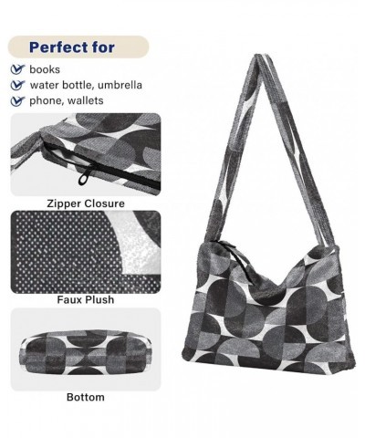 Floral Printed Colorful Girls Ladies Hobo Handbag, Fur Tote Shoulder Purse Handbag Black White Geometric Print $12.17 Totes