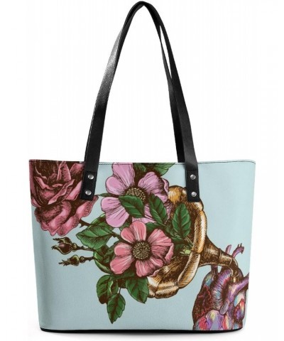 Womens Handbag Roses Leather Tote Bag Top Handle Satchel Bags For Lady $15.75 Totes