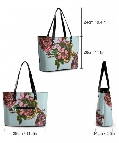 Womens Handbag Roses Leather Tote Bag Top Handle Satchel Bags For Lady $15.75 Totes