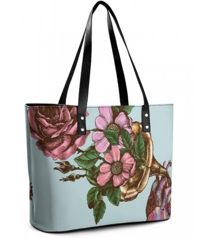 Womens Handbag Roses Leather Tote Bag Top Handle Satchel Bags For Lady $15.75 Totes