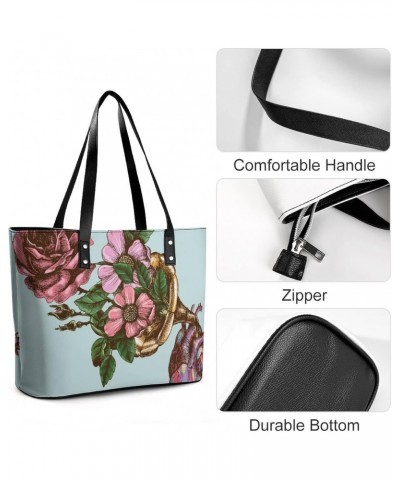 Womens Handbag Roses Leather Tote Bag Top Handle Satchel Bags For Lady $15.75 Totes