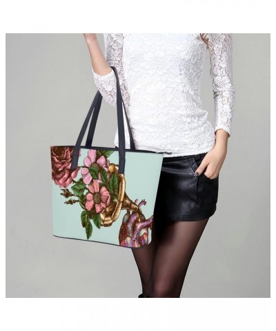 Womens Handbag Roses Leather Tote Bag Top Handle Satchel Bags For Lady $15.75 Totes