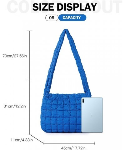 Puffer Tote Bag for Women Quilted Tote Bag Quilted Crossbody Bag Lightweight Padding Pufferr Shoulder Bag Navy $16.17 Totes