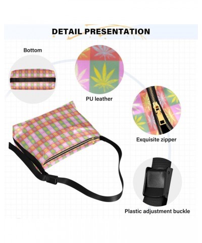 Unisex Shoulder Bag Crossbody Handbag Marijuana-leaves-cannabis-pink Women Casual Hobo Bag Lightweight PU Leather Tote $18.90...