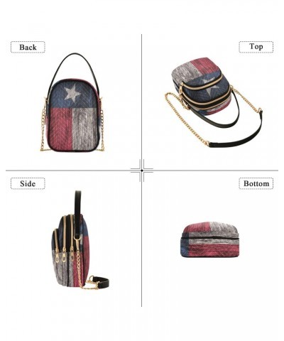 Patriot Cell Phone Purse Texas Flag Wooden Crossbody Handbag Durable Shoulder Bag Sturdy Travel Pouch Compact Chic Bag for Wo...