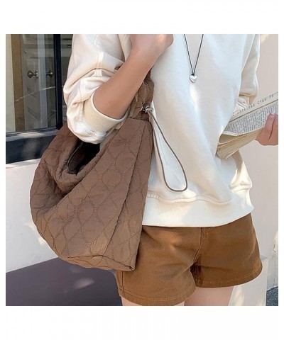 Quilted Tote Bag for Women Large Puffer Hobo Purse Lightweight Padding Shoulder Handbag with Pleated Shoulder Strap Brown $18...