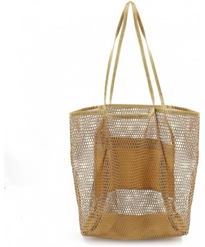 Beach net bag large capacity handbag women's casual beach bag wash clothes White $9.68 Shoulder Bags