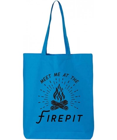 Meet Me At The Firepit Cotton Canvas Tote Bag Sapphire $10.08 Handbags