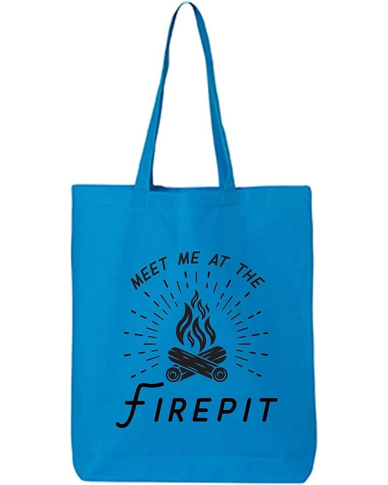 Meet Me At The Firepit Cotton Canvas Tote Bag Sapphire $10.08 Handbags