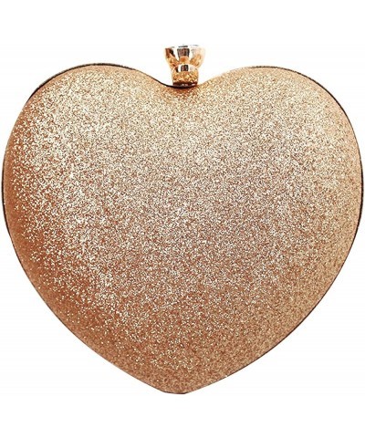 Mily Heart Shape Clutch Bag Messenger Shoulder Handbag Tote Evening Bag Purse 05845 Gold $13.21 Evening Bags