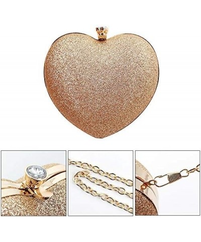 Mily Heart Shape Clutch Bag Messenger Shoulder Handbag Tote Evening Bag Purse 05845 Gold $13.21 Evening Bags