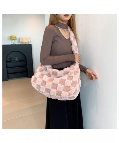 Large Capacity tote bag plush fashion casual all-match niche personality shoulder bag Khaki $32.08 Totes