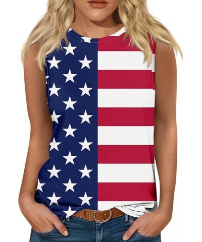 Tank Top for Women Independence Day Print Round Neck Tank Tops Sleeveless Going Out Work Shirt Casual Basic Tops 1-wine $4.83...